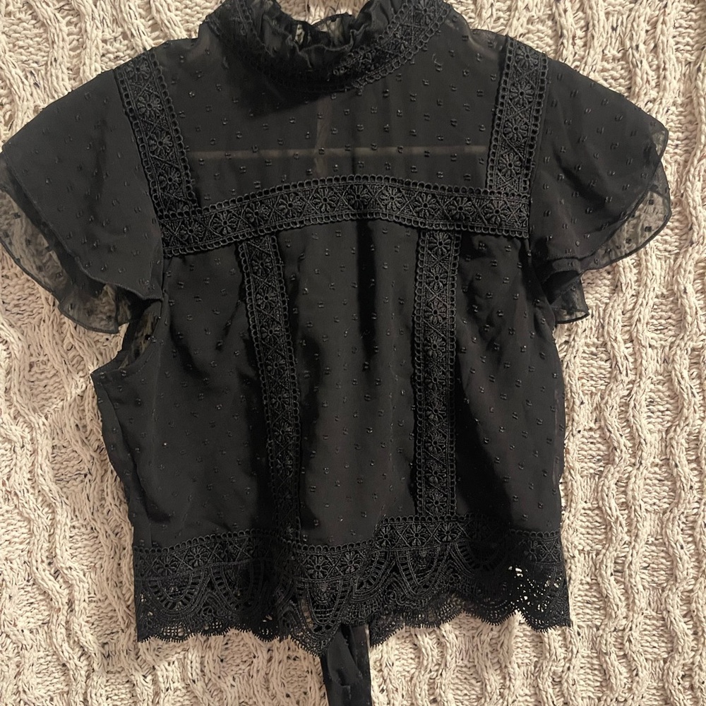 Miami Black Lace Detail Blouse